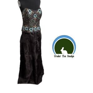 Ignite Evenings Brown Embellished Chiffon Strapless Dress Sz 14 SH6 Formal Prom